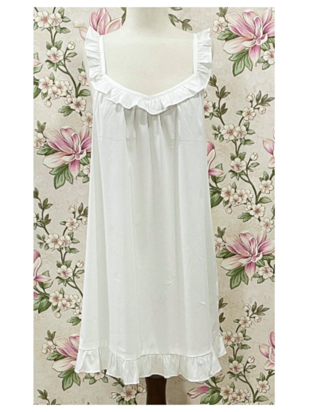 SoieRose White Cotton Victorian Nightgown Ruffle Chemise SR-1285